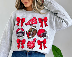 Coquette Game Day Shirt Football Mom Shirt, Mom Game Day Tee, Spirit Shirt, Sports Mom Shirt, Team School Spirit shirt, Red Cheer Shirt