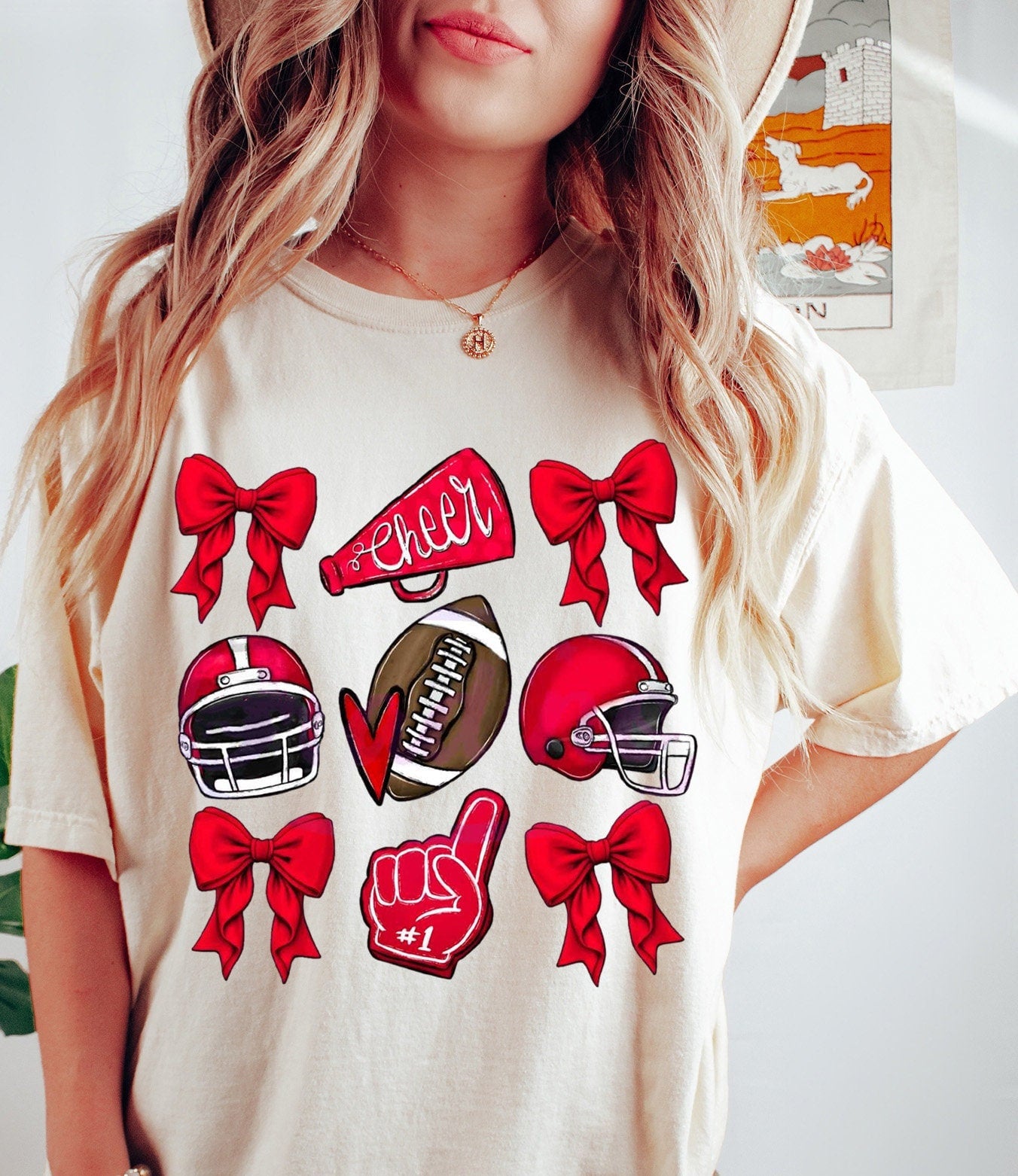 Coquette Game Day Shirt Football Mom Shirt, Mom Game Day Tee, Spirit Shirt, Sports Mom Shirt, Team School Spirit shirt, Red Cheer Shirt